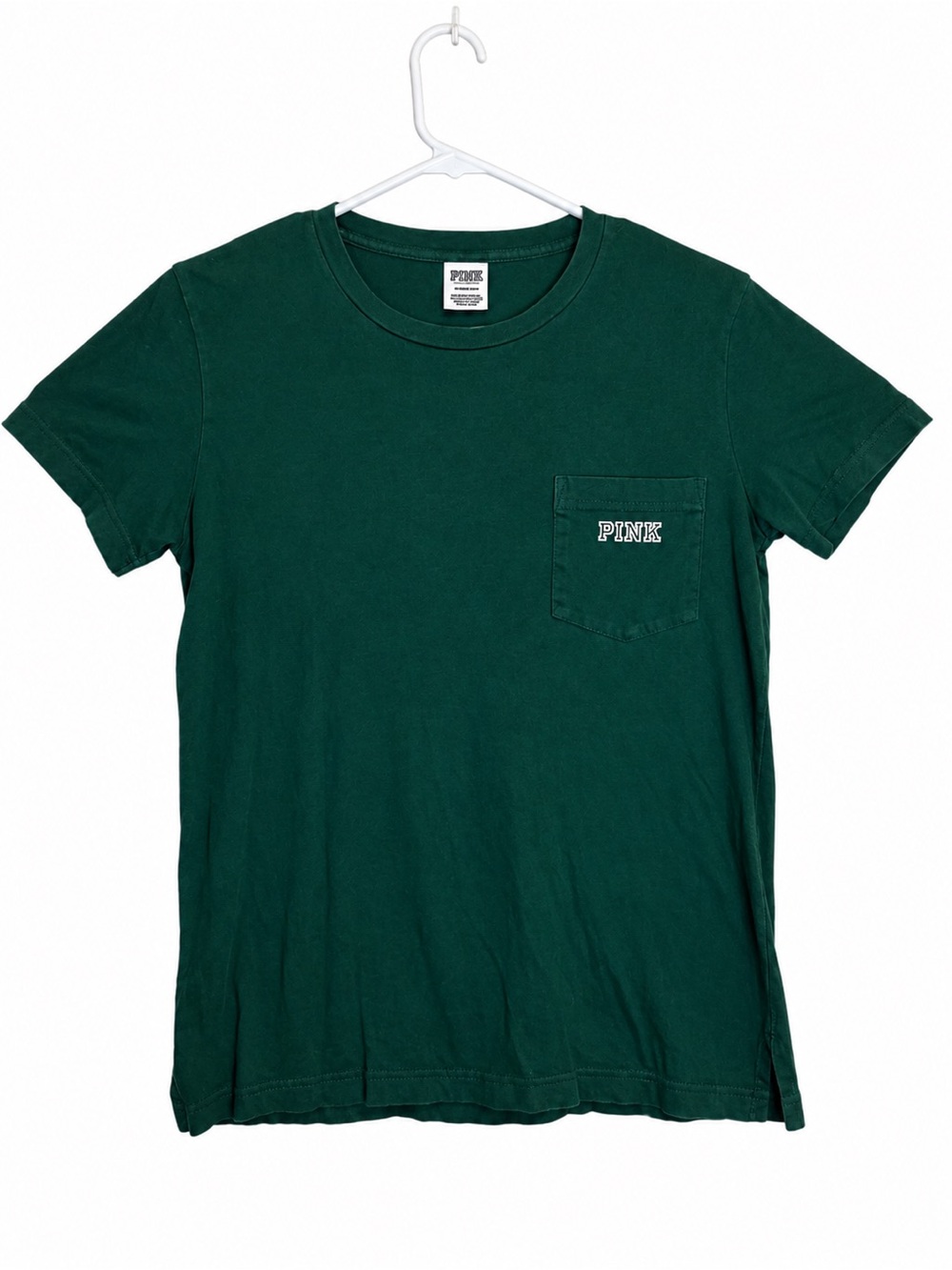 PINK Victoria's Secret Women’s Forest Green Short Sleeve Pocket Tee Size Small